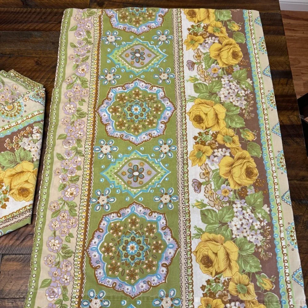 Vintage Cannon Set  3 pc Pillow Cases Floral Yellow Roses